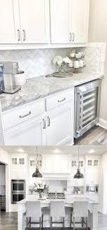Butlers Pantry With Herringbone Backsplash Tile Best White Kitchen Cabinet Decor Ideas Kitchenb Kitchen Remodel Small Kitchen Cabinets Decor Kitchen Remodel