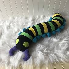 Black And Yellow Striped Centipede Stripey Centipede Plush Centipede Toy Plush Bug Plush Insect Centipede Stuffie Dog Toys Pet Accessories Dinosaur Stuffed Animal
