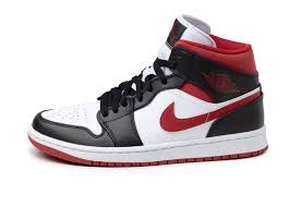 The jordan aj 1, like most of jordan sneakers, have come back in classic retro form with numerous colorways in its og high silhouette, as well as low and mid versions. Nike Air Jordan 1 Mid White Gym Red Black Asphaltgold