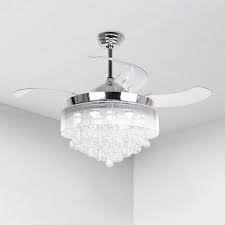 Parrot Uncle Crystal Ceiling Fan With Lights Crystal Chandelier Fan With 4 Retractable Blades And Remote Control 3000k Warm Led Lights Walmart Com Ceiling Fan Chandelier Chandelier Fan Ceiling Fan With Light