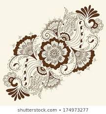 Vector Abstract Floral Elements In Indian Mehndi Style Abstract Henna Floral Vector Illus Pink And White Background Leaf Illustration Flower Drawing