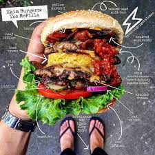 The Original Triple Bacon Double Mcfilla Burger Loaded With A Homemade Onion Jam Sweet Spicy Tomato Sauce Copious Amounts Of Chedd Food Photography Food Burger