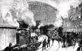 Nineteenth Century Railway Station Drawing By English School