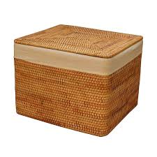 A woven basket with a lid is a great hidden storage solution. China Woven Rattan Laundry Basket With Cover Cotton Lining Rectangle China Basket And Laundry Basket Price