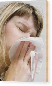 Young Woman Blowing Her Nose #1 Wood Print