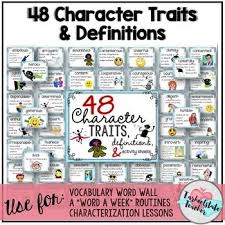 48 Character Traits With Definition Are Perfect To Use For Bulletin Boards A Word A Wee Teaching Character Character Traits For Kids Teaching Character Traits