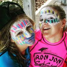 We used colored sunscreen and create "artworks"