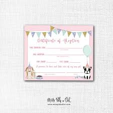 Pet Adoption Certificate Printable Dog Birthday Party Adopt Etsy Pet Adoption Certificate Adoption Certificate Dog Birthday Party