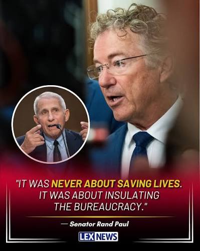 IT WAS NEVER ABOUT SAVING LIVES': U.S. Sen. Rand Paul continues his criticism of Dr. Anthony Fauci following Wednesday's Senate hearing. In a post on X Friday morning, the Kentucky Republican claimed
