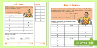 Square roots in the real world. Squire Square Square Numbers Worksheet Teacher Made