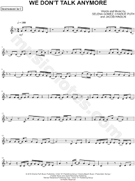 Charlie puth nine track mind we don't talk anymore (ft. Charlie Puth Feat Selena Gomez We Don T Talk Anymore C Instrument Sheet Music Flute Violin Oboe Or Recorder In D Minor Download Print Sku Mn0169594