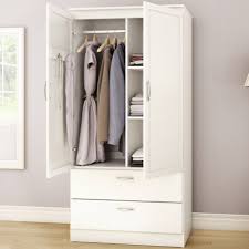 White Armoire Bedroom Clothes Storage Wardrobe Cabinet With 2 Drawers In 2020 Wardrobe Cabinets White Armoire Armoire Storage