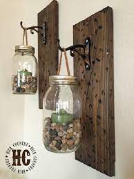 Diy mason jar flower vase, home decor pallet wood sign. Rustic Diy Mason Jar Wall Lanterns