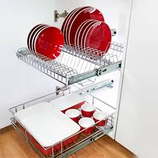 Effortlessly organize your shelf space with this understated rack, the perfect pick for your kitchen cabinet or pantry ensemble. Stainless Steel Pull Out Plate Rack For Kitchen Cabinets Tansel Storage