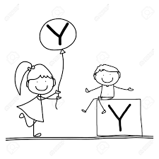 Disegno A Mano Dei Cartoni Animati Felicità Alfabeto Y