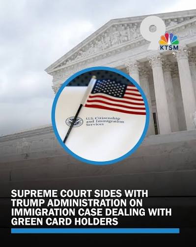 The Supreme Court sided with the Trump administration Tuesday in an immigration case dealing with the government's power over green card holders accused of crimes. MORE: https://www.ktsm.com/news/national/ap- supreme-court-sides-with-trump ...