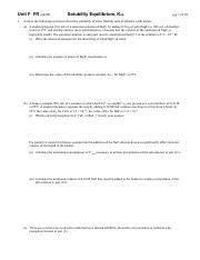 Principles of chemistry ii © vanden bout k is constant k = products reactants constant! Papx F2 Ksp Pdf Unit F Fr Part B 1 Solubility Equilibrium Ksp Pg 1 Of 16 Answer The Following Questions About The Solubility Of Some Fluoride Salts Of Course Hero
