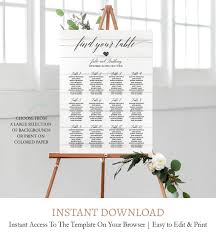 Editable Wood Wedding Table Seating Chart Printable C8