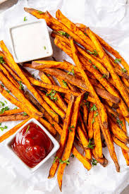 Sweet potato fries from restaurants are typically fried in a lot of oil, negating their health benefits. Air Fryer Sweet Potato Fries Easy Healthy Kristine S Kitchen