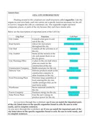 Cell City Analogy Worksheet Answer Key Cell City Introduction Wahs Cell City Cell Analogy Cell City Project