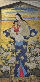 Japanese Mary Jesus Mosaic At The Basilica Of Annunciation In Nazareth Http Www Trailheadstudios Com Blog Html Church Art Mary And Jesus Catholic Art