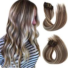 That is because they are extensions. Amazon Com Balayage Blonde Clip In Hair Extensions Dark Brown To Blonde Highlights Clip In Real Human Hair Extensions 8 Pieces Double Weft Seamless Straight Clip On Remy Extensions For Women 160g