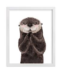 Baby Animal Sea Otter Children S Art Print In 2020 Baby Animal Painting Baby Animal Art Otter Art
