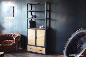 Etagere Bibliotheque Industrielle 2 Tiroirs 2 Portes 3 Etageres Enee
