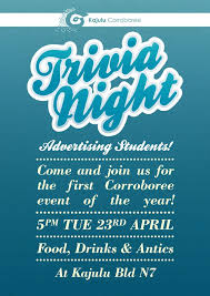 Poster Design For An Advertising Trivia Night Trivia Night Trivia Advertising