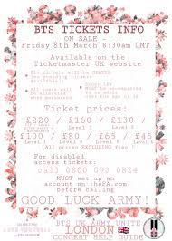 Bts Uk Army Unite On Twitter Bts Love Yourself World Tour In London Info Updated Please See The Following Images For Ticket Information Seating Plan And Rules For Wembley