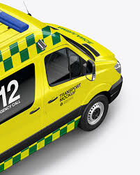 Download Van Ambulance Mockup Half Side View High Angle Shot In Vehicle Mockups On Yellow Images Object Mockups PSD Mockup Templates