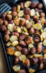 Italian sausage spaghetti squash haiku: Roasted Italian Sausage Potato Bake Carrie S Experimental Kitchen