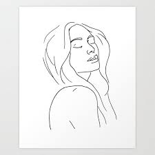 Buy Woman In Reverie Line Drawing Art Print By Caitlinworkman Worldwide Shipping Available At Society6 Com Just One O Drawings Line Art Drawings Line Drawing