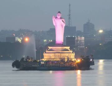 Hussain Sagar Lake, AI generated