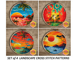Cross stitch kit from panna featuring a snow covered mountainous landscape! Set Sea Landscape Modern Cross Stitch Pattern Pdf Ocean Instant Download Sunset Counted Cross Stitch Chart Nature Xstitch Palm Trees Sewing Fiber Craft Supplies Tools Safarni Org