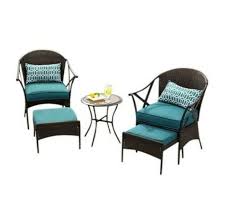 Outdoor Furniture Set 5pc Deck Patio Garden Table Teal Cushioned Chair Ottoman Devinebestbuys Outdoor Furniture Sets Deck Furniture Teal Cushions