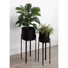 Plant care, soil & accessories. Wrought Studio Coates Decorative Indoor 2 Piece Metal Pot Planter Set Plant Decor Planter Pots Planters