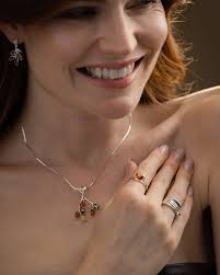 Sterling Silver and Amber Wishbone Ring