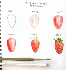 Tutorial Today I Decided To Share A Step By Step Tutorial Of A Strawberry With Y Step By Step Watercolor Watercolor Paintings Easy Strawberry Watercolor