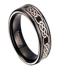 Black Tungsten Wedding Band For Men With Celtic Knot Design Black Tungsten Rings Tungsten Mens Rings Tattoo Wedding Rings