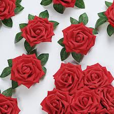 Explore the greatest flowers deals online. 24 Pcs 5 Red Foam Rose With Stem And Leaves 16 Colors Tableclothsfactory
