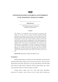Yang mempunyai peranan penting dalam pembangunan masjid tersebut. Pdf Optimalisasi Peran Masjid Dalam Pendidikan Anak Perspektif Makro Dan Mikro Afiful Ikhwan Academia Edu