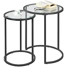 Ideal for small space living. Buy Yaheetech Round Nesting End Table Set Of 2 Stacking Side Tables Coffee Tables Set W Metal Frame Glass Top Protective Foot Pads For Small Space Living Room Office Black Online In Indonesia