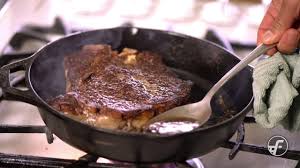 Prepare your cast iron skillet with butter and herbs. How To Make Pan Seared Butter Basted Steak Youtube