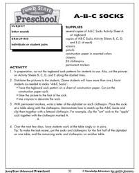 Alphabet activities and ideas for letter learning in your preschool pre k or kindergarten classroom. A B C Socks Pre English Activities Lesson Plans Jumpstart