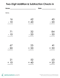 Two Digit Addition Printable Worksheets Education Com