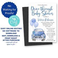 Boy Drive By Baby Shower Invitationsboy Drive Through Baby Etsy Baby Shower Invitations For Boys Baby Shower Invitations Baby Shower