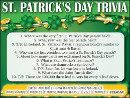 Saint patricks day trivia quiz questions with answers. St Patrick S Day Trivia Jamestown Gazette