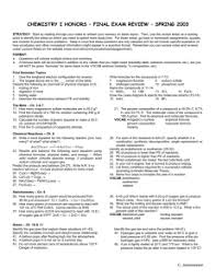 The relationship between moles or mass of reactants and products. Chemistry Final Exam Review Strategy Start By Reading