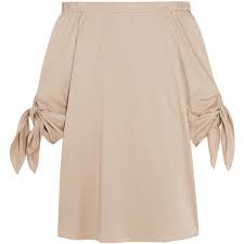 Tibi Off The Shoulder Cotton Crepe Mini Dress 310 Liked On Polyvore Featuring Dresses Tops Vestidos D D D N Nœn Beige Cotton Dresses Long Dre Kleider